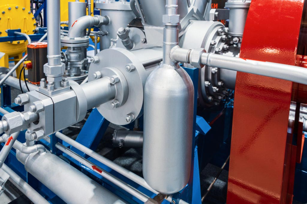 Pipeline system of a powerful industrial gas compressor.