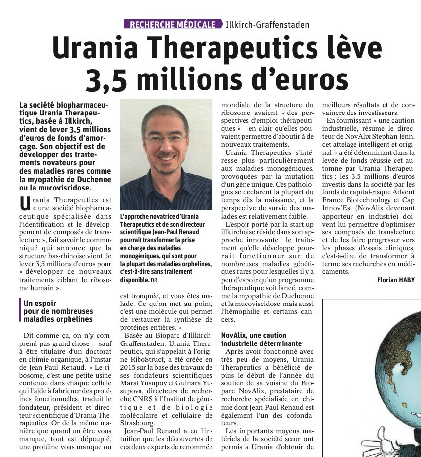 Urania Therapeutics lève 3,5 millions d'euros